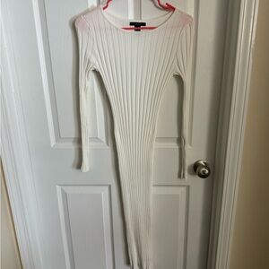 Forever 21 White Long Sleeve Ribbed Dress